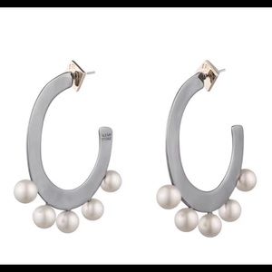 Alexis Bittar Silver pearls hoop earrings